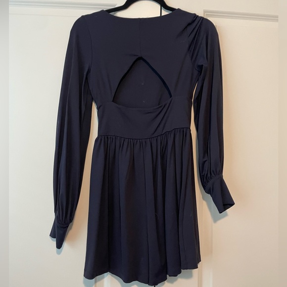 Susana Monaco Open Back Puff Sleeve Romper Sz XS in Midnight Navy - Picture 8 of 9